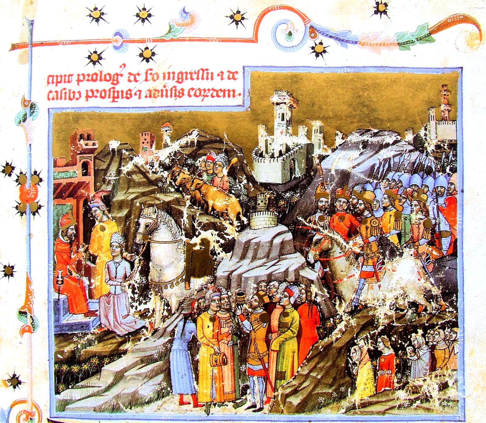 A magyarok bejövetele - illusztráció a Képes Krónikából (XIV. század)